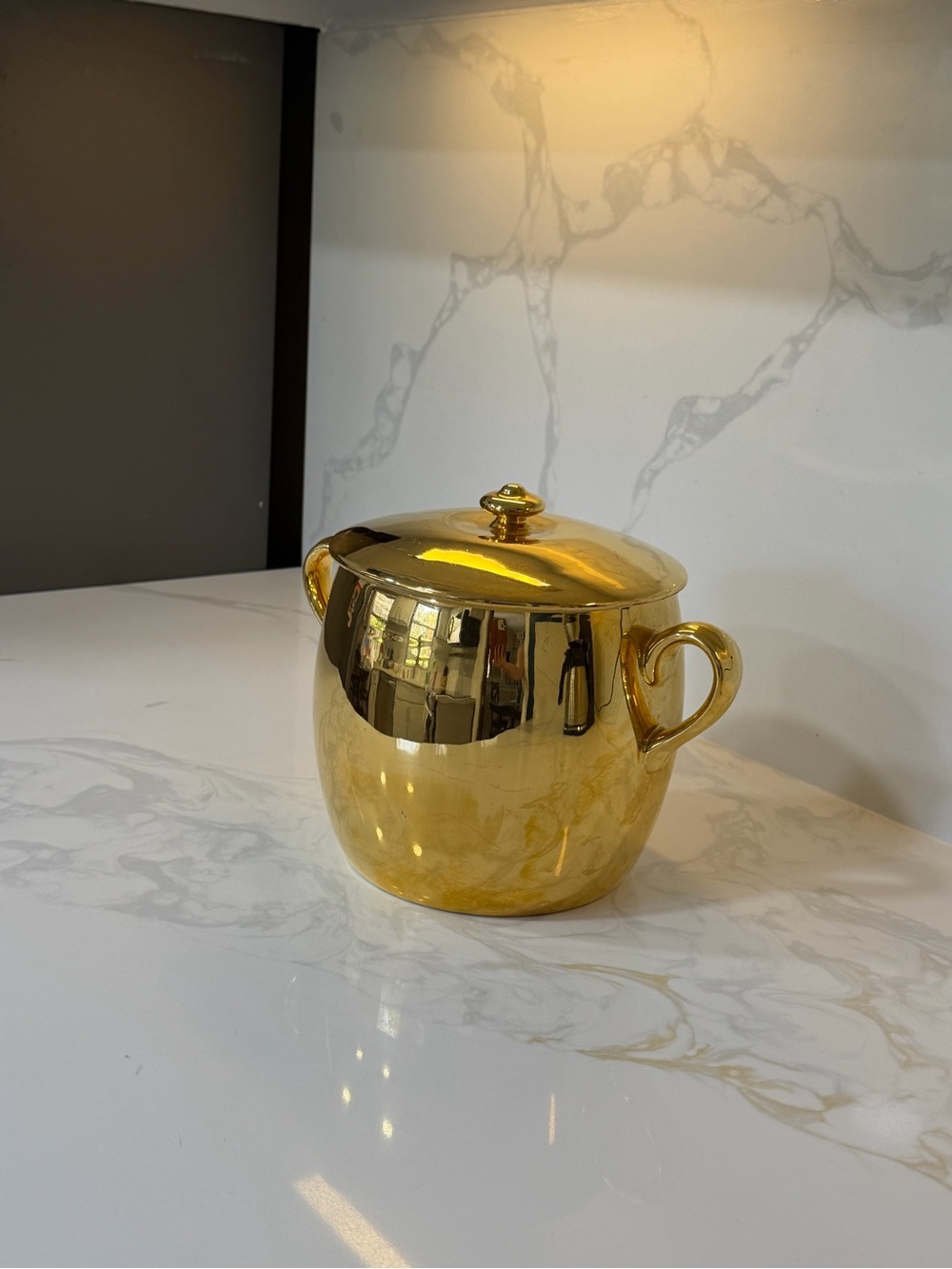 Royal Worcester Luster Gold Bean Pot and Lid